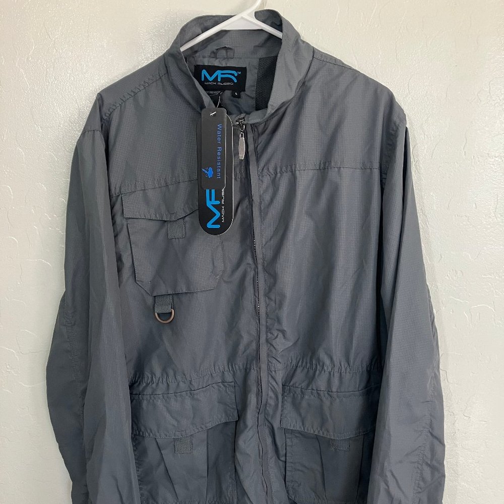 Mens Windbreaker NWT Mack Russo Gray Large Jacket Full Zip